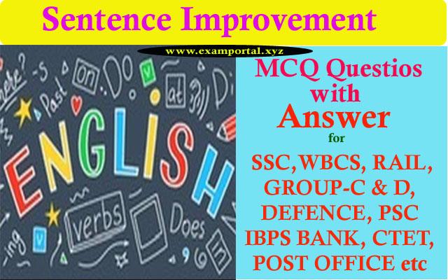 Sentence Improvement MCQ Questions